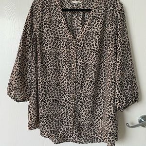 Maurices 3/4 sleeve leopard button front blouse